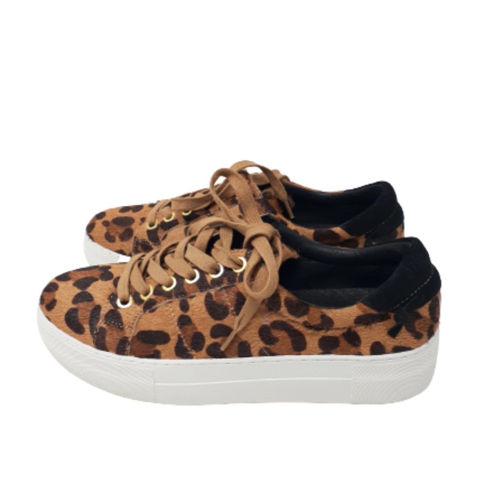 J/SLIDES NYC Asher Leopard Pony Sneakers NEW - Picture 2 of 10